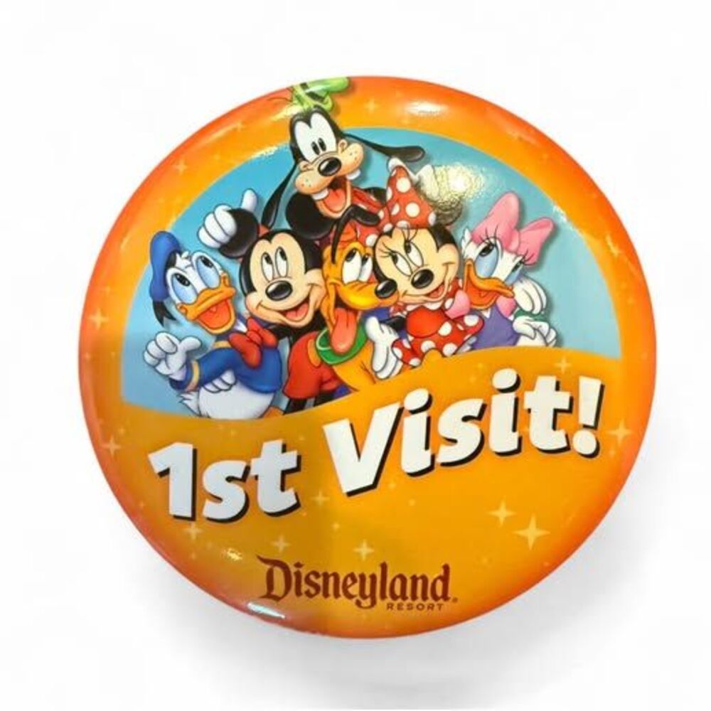 Disneyland 1st Visit Button – Mickey & Friends – Collectible Souvenir Pin
